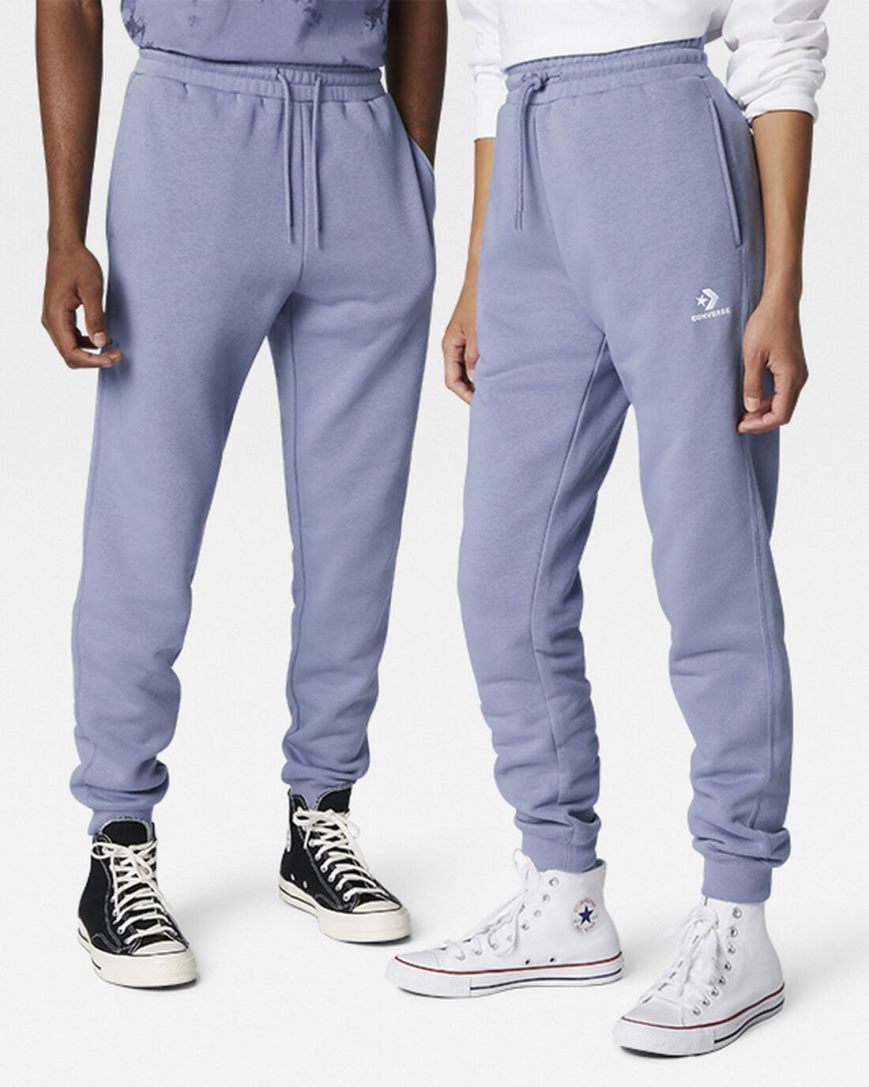 Men\'s Converse Go-To Embroidered Star Chevron Standard Fit Fleece Sweatpants Purple | AU 85431Z